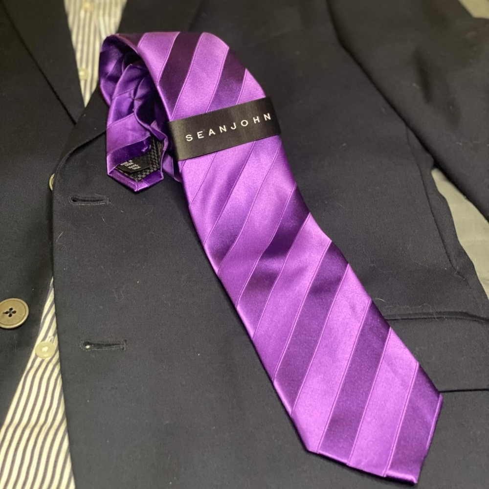 NWT Purple Striped Sean John 100% Silk Necktie